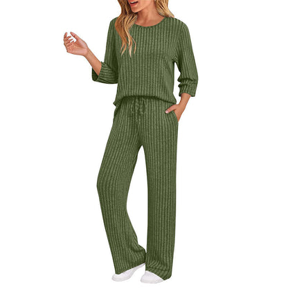 🔥🖤Black Friday Sale:50% OFF🖤👍✨Women's 2026 UK Ribbed Knit Top & Straight Pants Set