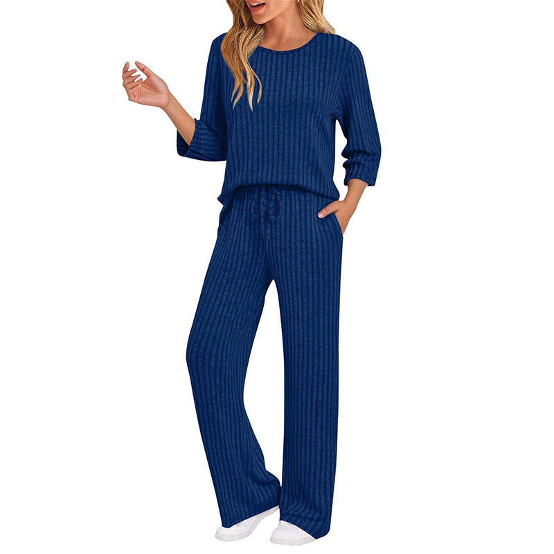 🔥🖤Black Friday Sale:50% OFF🖤👍✨Women's 2026 UK Ribbed Knit Top & Straight Pants Set