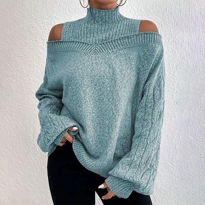 🍂Autumn Hot Sale 50% OFF🔥Women’s Fashion High Neck Off-Shoulder Knit Sweater