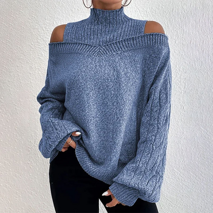 🍂Autumn Hot Sale 50% OFF🔥Women’s Fashion High Neck Off-Shoulder Knit Sweater