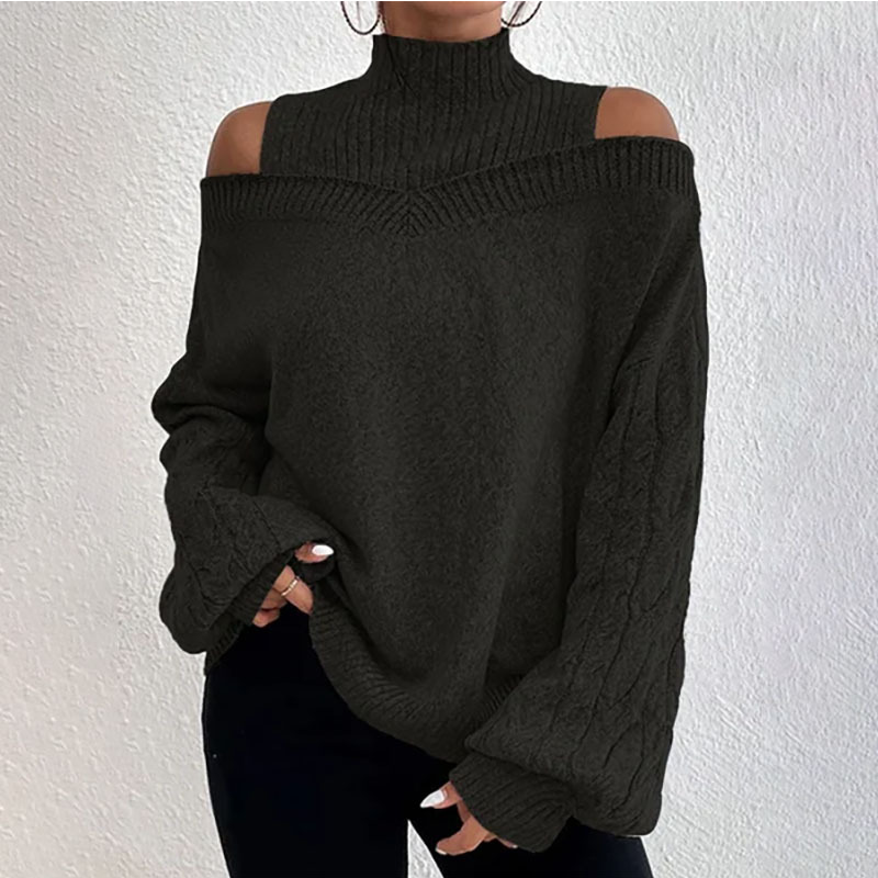 🍂Autumn Hot Sale 50% OFF🔥Women’s Fashion High Neck Off-Shoulder Knit Sweater
