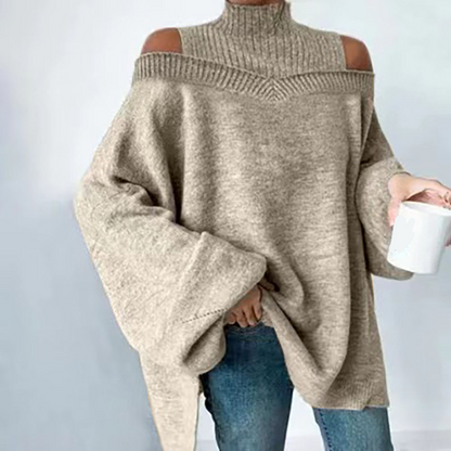 🍂Autumn Hot Sale 50% OFF🔥Women’s Fashion High Neck Off-Shoulder Knit Sweater