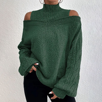 🍂Autumn Hot Sale 50% OFF🔥Women’s Fashion High Neck Off-Shoulder Knit Sweater