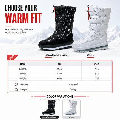 Women's Winter High Top Snow Boots Waterproof Non Slip Outdoor Tall Boots with Thick Plush Lining and Thick Sole