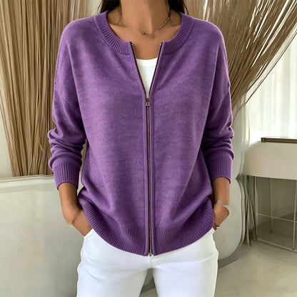Women's Casual Zip-Up Knit Jacket