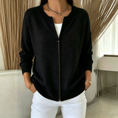 Women's Casual Zip-Up Knit Jacket