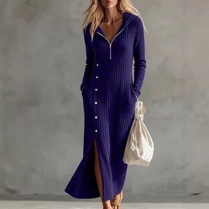 ✨Cozy Ribbed Knit!👗Women's Hooded Maxi Dress 🛍️