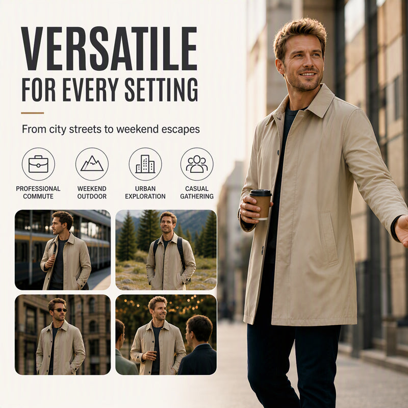 Men's Water-Resistant Padded Trench Coat