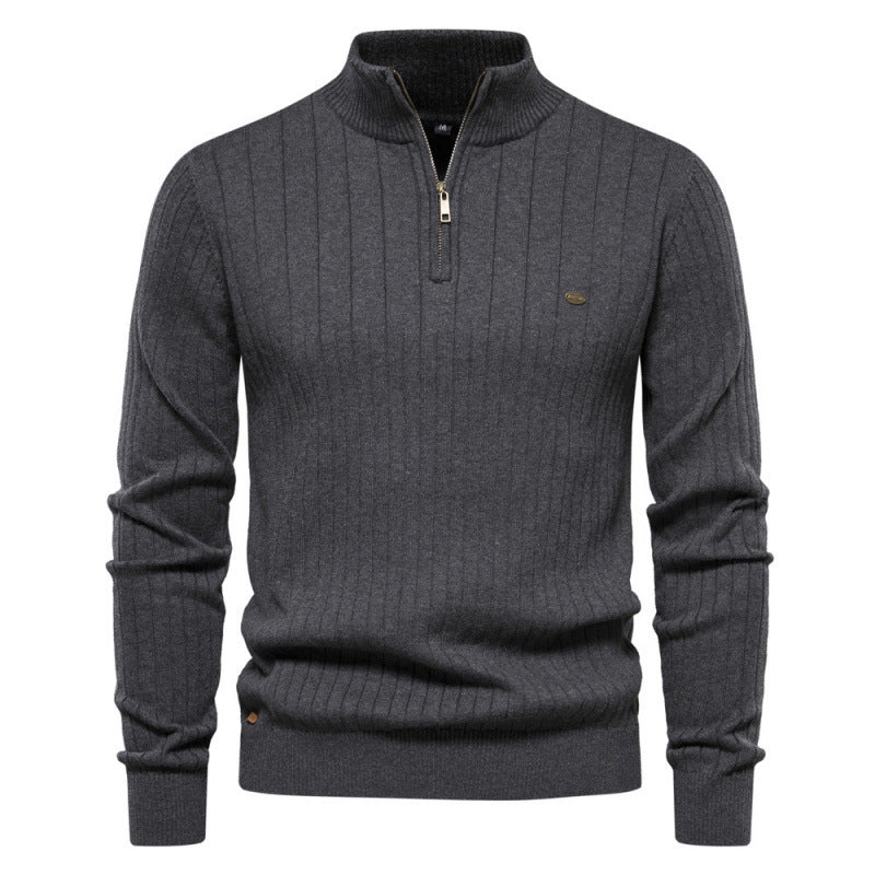 Men's Casual Mock Neck Half-Zip Knit Sweater