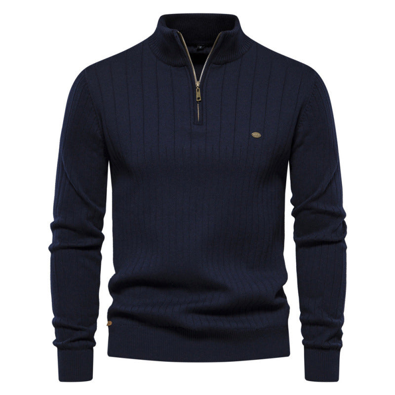 Men's Casual Mock Neck Half-Zip Knit Sweater