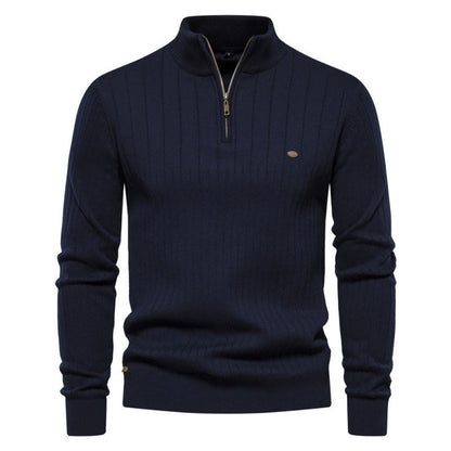 Men's Casual Mock Neck Half-Zip Knit Sweater