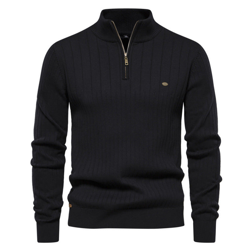 Men's Casual Mock Neck Half-Zip Knit Sweater
