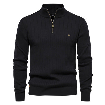 Men's Casual Mock Neck Half-Zip Knit Sweater