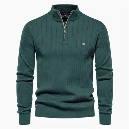 Men's Casual Mock Neck Half-Zip Knit Sweater