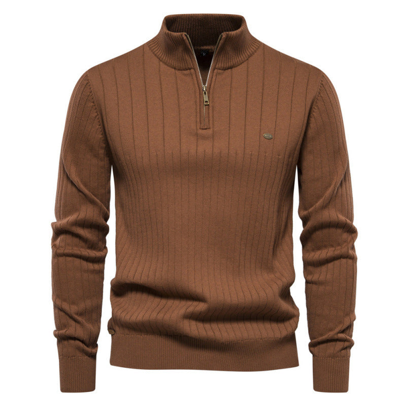 Men's Casual Mock Neck Half-Zip Knit Sweater