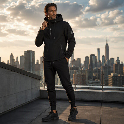 ☁️Comfortable Movement, Everyday Casual👖 Men's Sport Streetwear Set – Tapered Pants & Hooded Design, Relaxed & Easy ✨