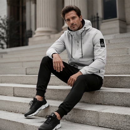 ☁️Comfortable Movement, Everyday Casual👖 Men's Sport Streetwear Set – Tapered Pants & Hooded Design, Relaxed & Easy ✨
