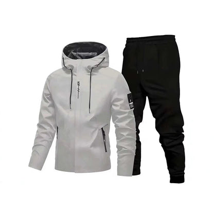 ☁️Comfortable Movement, Everyday Casual👖 Men's Sport Streetwear Set – Tapered Pants & Hooded Design, Relaxed & Easy ✨