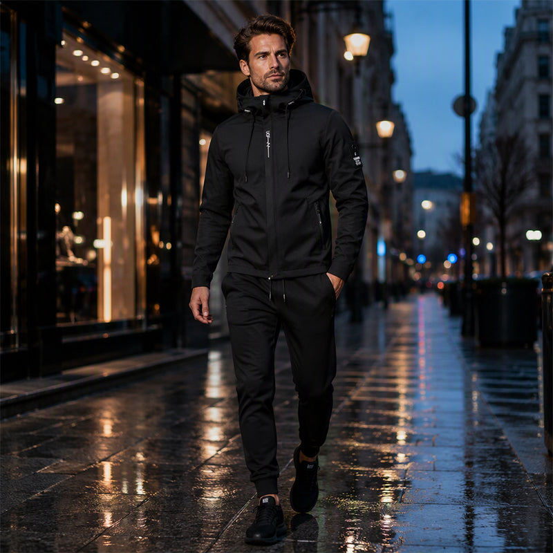 ☁️Comfortable Movement, Everyday Casual👖 Men's Sport Streetwear Set – Tapered Pants & Hooded Design, Relaxed & Easy ✨