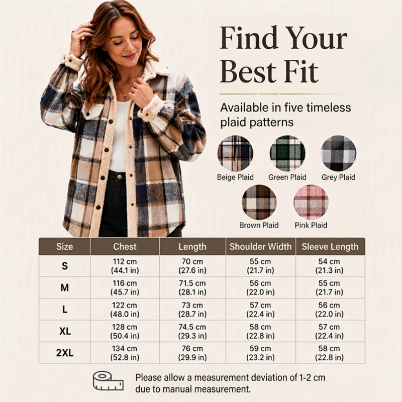 ✨ Women's Casual Outerwear with Color-Blocked Plaid Pattern