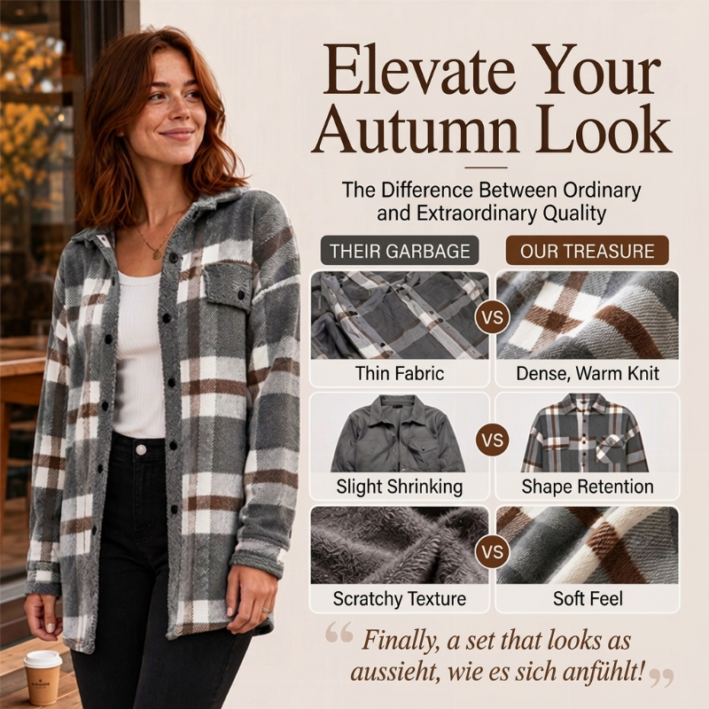 ✨ Women's Casual Outerwear with Color-Blocked Plaid Pattern