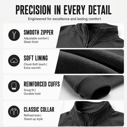 Men's quarter-zip sweater with a stand-up collar
