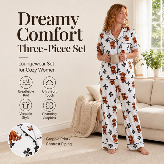 🔥50% OFF Limited Time!👚Women's 3-Piece Pajama Set – Cozy, Soft, Perfect for Lounging & Sleep