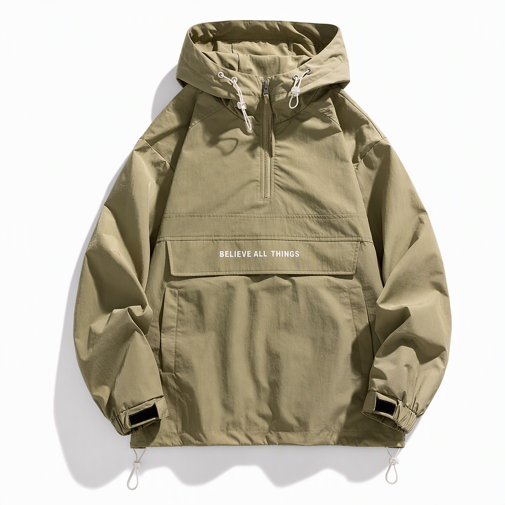 Outdoor Multi-Pocket Hooded Hiking Windbreaker Jacket