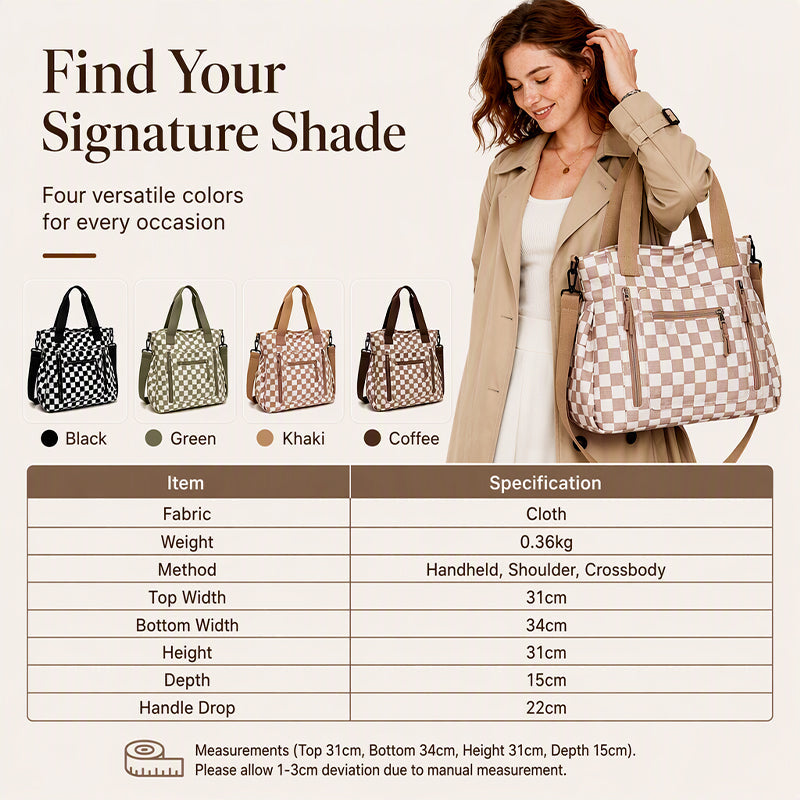Casual Large Capacity Checkerboard Tote Bag