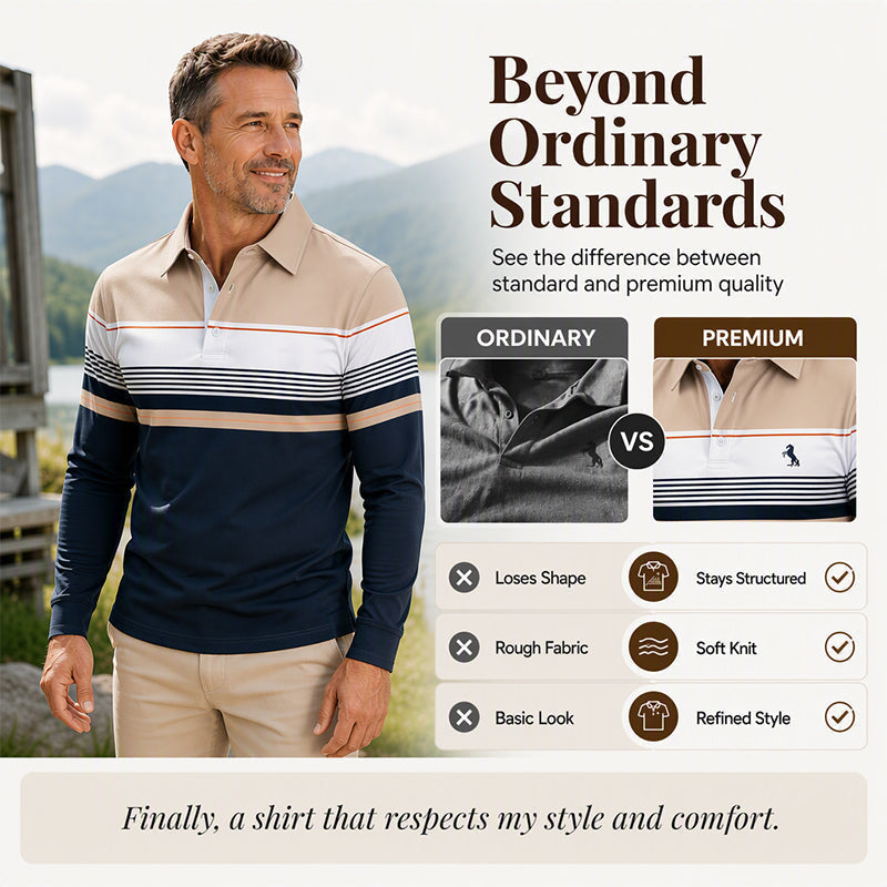 ⏰Limited-time 50% OFF|Men's Classic Color-Block Striped Top