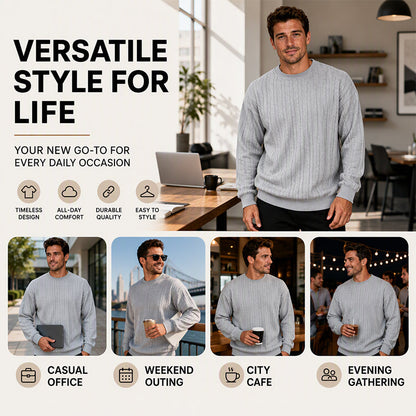 Men's Cable Knit Crewneck Sweatshirt