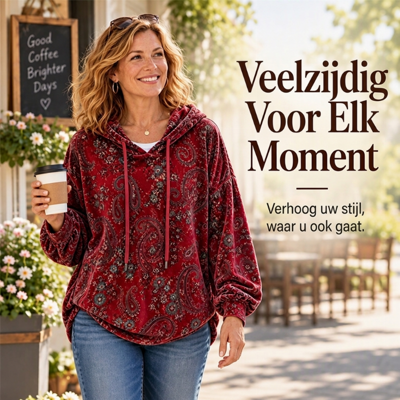 ✨ New Collection 💎 Women's Paisley-Print Hoodie with Drawstring – Comfortable Casual Sweatshirt with a Trendy Look