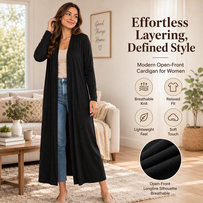 ⏰ Seasonal changeover sale: 50% off – quality at half the price! ✨Women's Open Front Maxi Long Cardigan