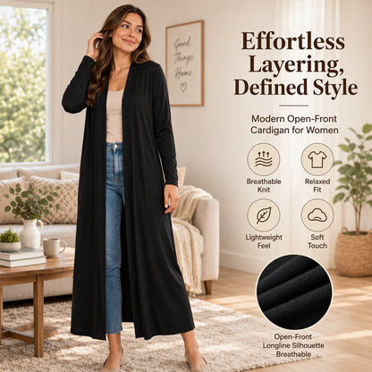 ⏰ Seasonal changeover sale: 50% off – quality at half the price! ✨Women's Open Front Maxi Long Cardigan
