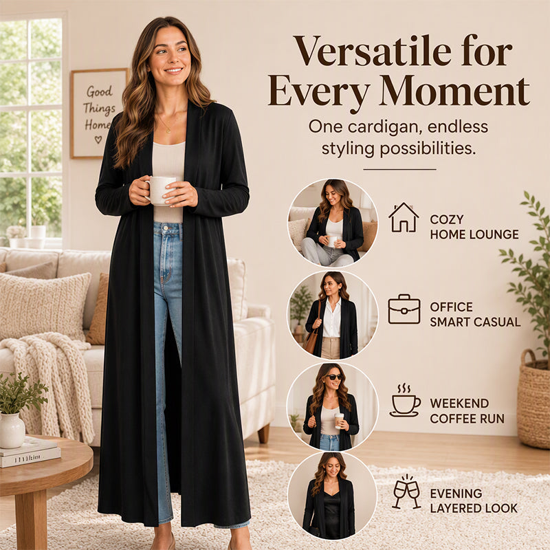 ⏰ Seasonal changeover sale: 50% off – quality at half the price! ✨Women's Open Front Maxi Long Cardigan