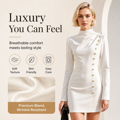 Women's Mock Neck Draped Mini Dress