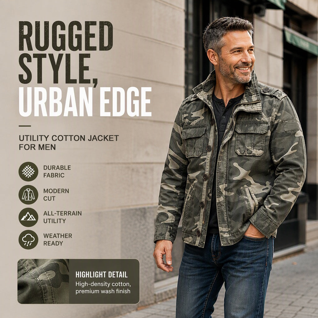 Men's Military Stand Collar Camouflage Jacket