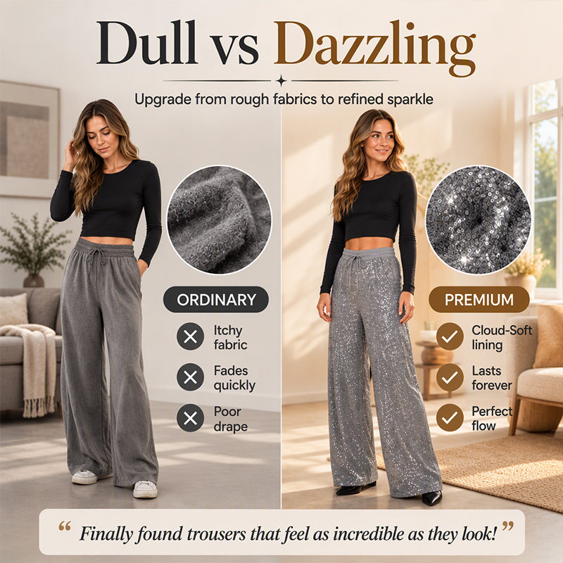 ✨Women's Sparkling Sequin Wide-Leg Pants – Glamorous, Comfortable, Party-Ready Style