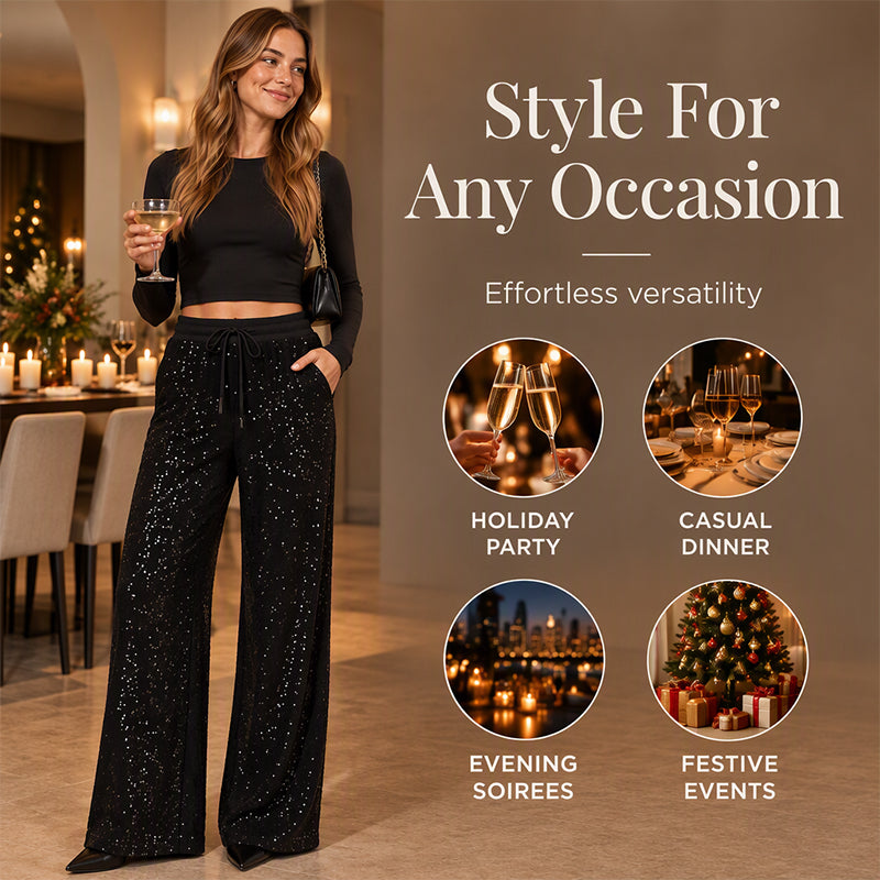 ✨Women's Sparkling Sequin Wide-Leg Pants – Glamorous, Comfortable, Party-Ready Style