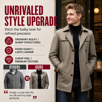 🧥Men's Mid-Length Trench Coat with Detachable Liner