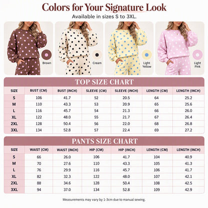 Women's Polka Dot Top & Wide-Leg Pants Set