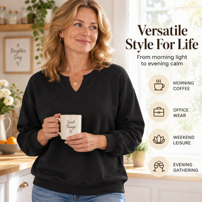 💖50% off!💖 Women's Casual Split V-Neck Sweatshirt