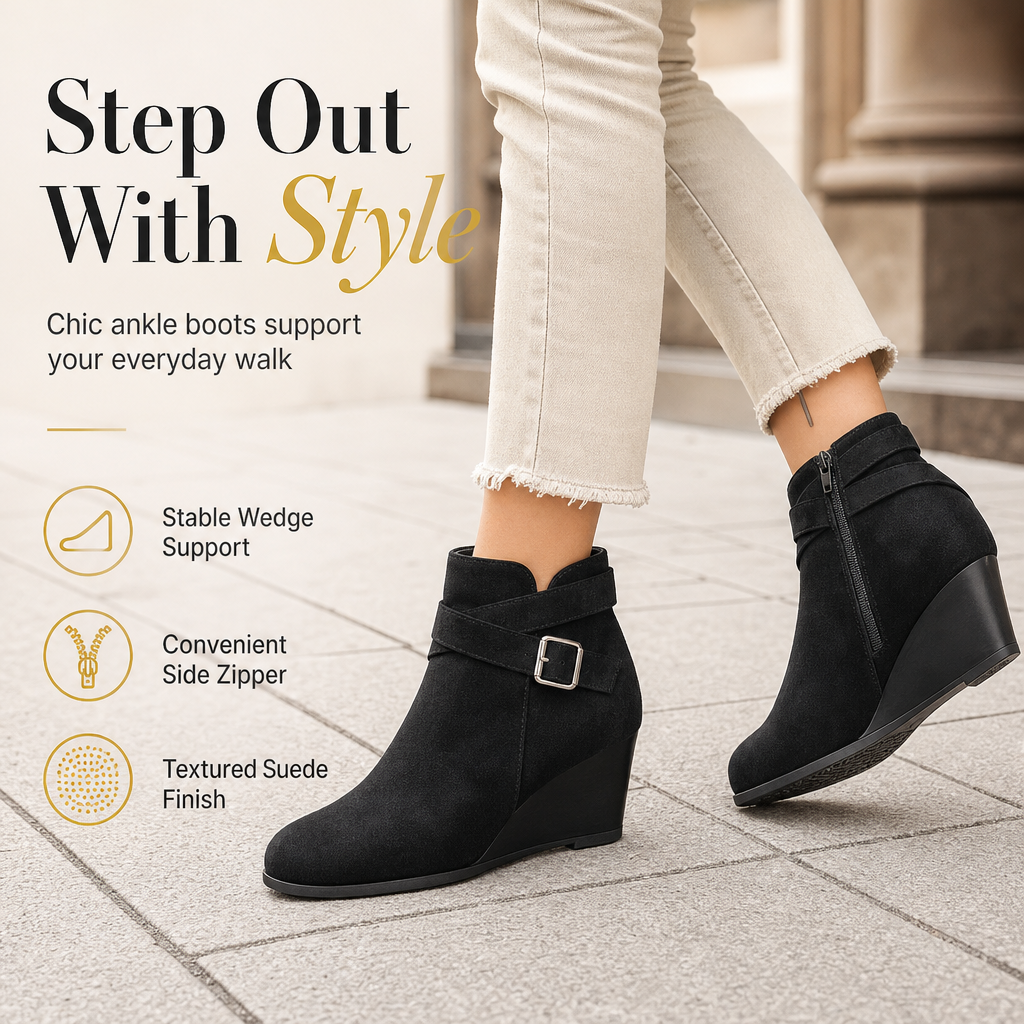 🖤Black Friday Sale:50% OFF🖤 Women's Casual Wedge Ankle Boots