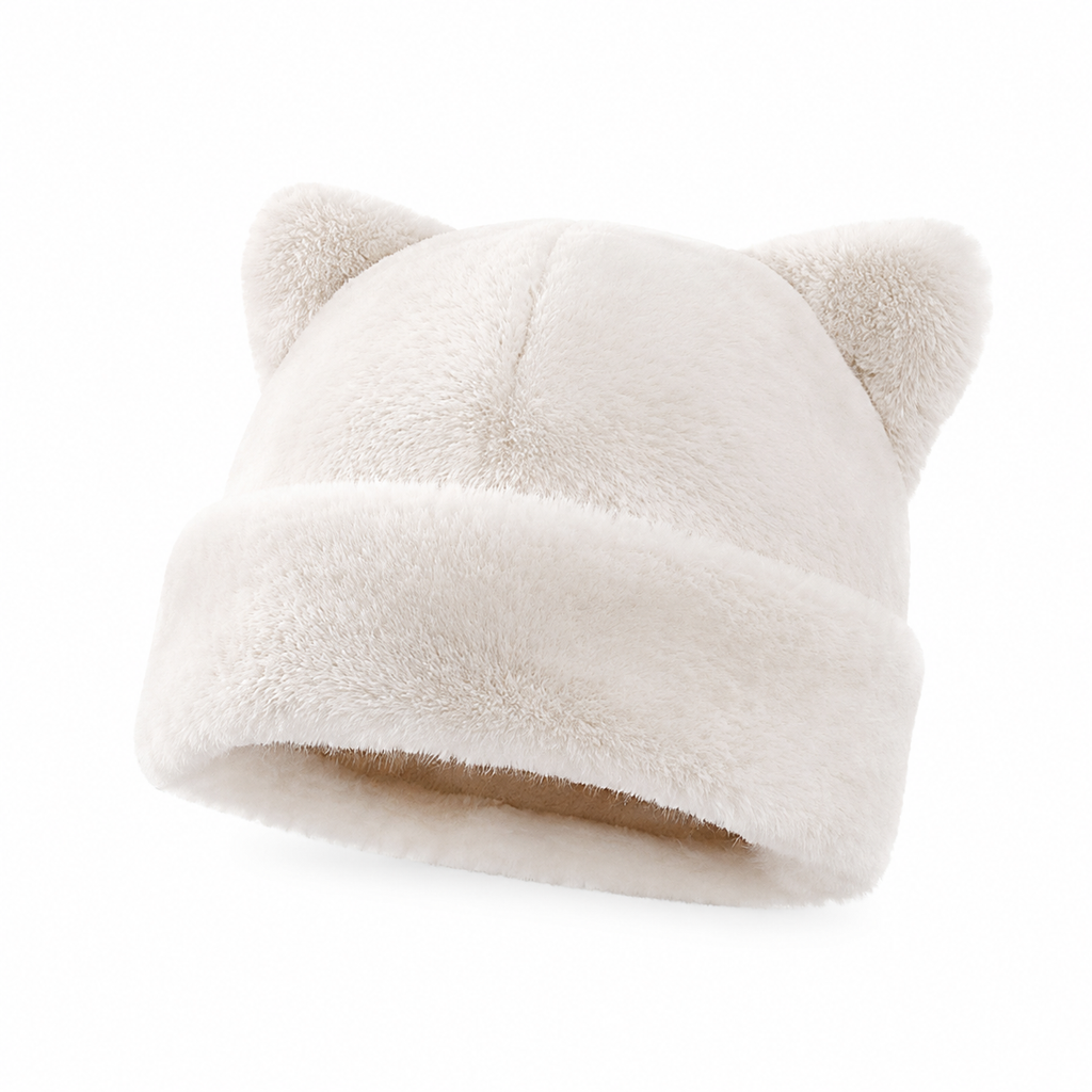 🐱Women Fluffy Faux Mink Fur Beanie Hat with Cute Bear Ears Warm Winter Cold Weather Pullover Cap🧢