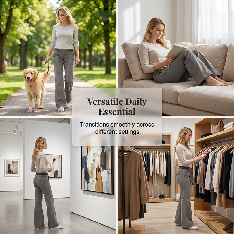 Low-Waist Flare Pants with Drawstring