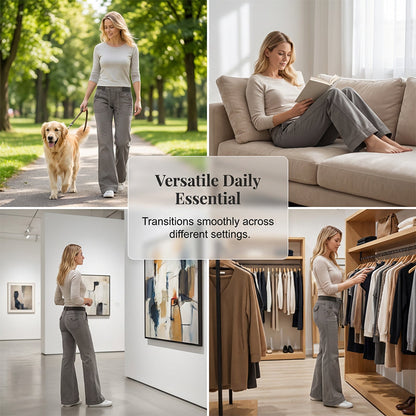 Low-Waist Flare Pants with Drawstring