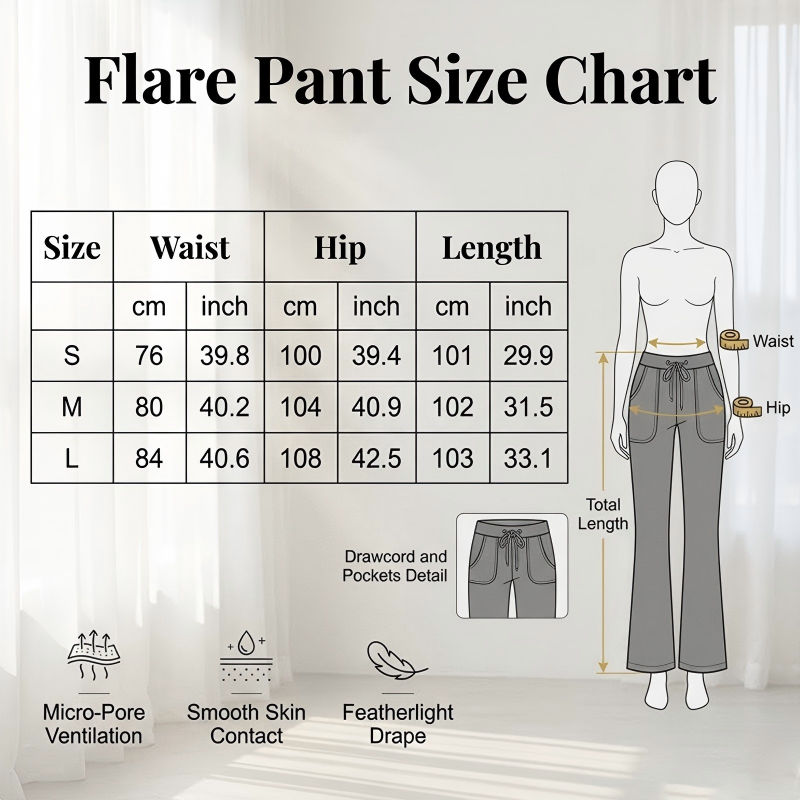 Low-Waist Flare Pants with Drawstring
