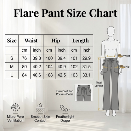 Low-Waist Flare Pants with Drawstring