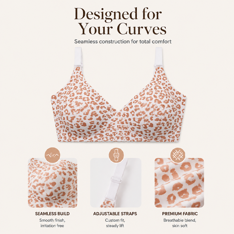 👙🐆Women's Leopard Print Wireless Push-Up Bra – Sexy, Comfortable, Shape-Enhancing Everyday Support