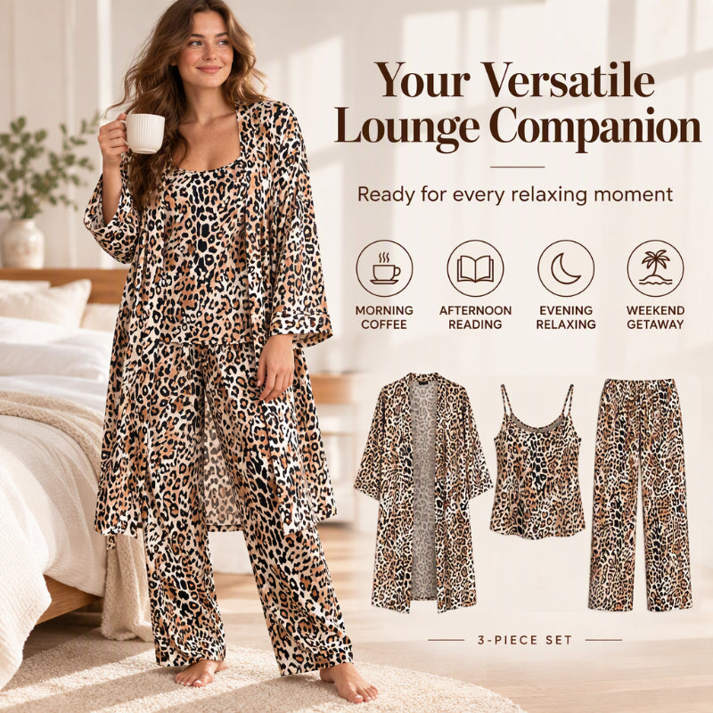 🌸Women's Elegant Floral 3-Piece Pajama Set – Soft, Feminine, Perfect for Lounging & Sleep